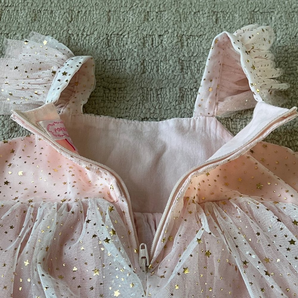 Popatu Girls Pink Flutter Sleeve Dress w/ Sequins - 3T - Picture 5 of 5